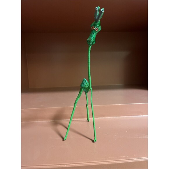 Giraffe & Elephant Made Of Green Wire And Metal Safari Gift Home Kid’s Room - Picture 6 of 10